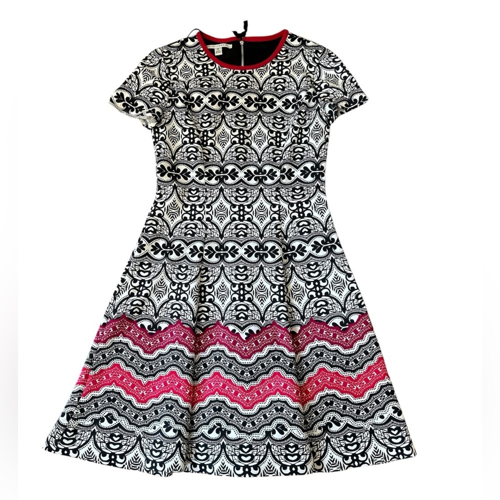 Maggy London Black & Red Patterned Dress - Size 6
